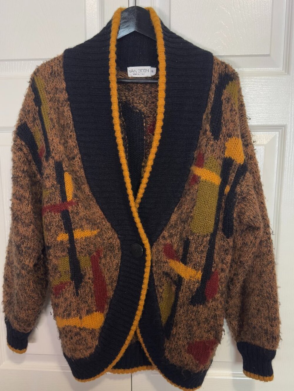 80s/90s Vintage Van Gogh Italy Abstract Mohair-Wool Sweater Gorpcore